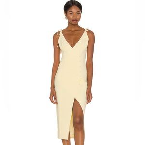 Revolve Midi V Neck Dress Soft Yellow Small